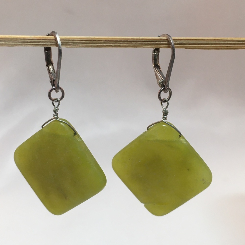 Green Stone Drop Earrings